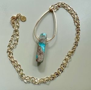 🌺Gold Turquoise Jasper Boho Geometric Pendant Necklace